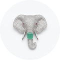 Salitaire Shimmering Elephant Head Brooch Pin
