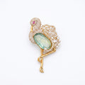 Salitaire Shimmering Flamingo Swan Brooch Pin (Gold Finish)