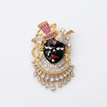 Salitaire Shimmering Shrinathji Krishna Brooch Pin (Gold Finish)