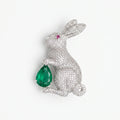 Salitaire Shimmering Rabbit Hare Brooch Pin (Silver Finish)