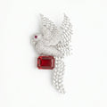 Salitaire Shimmering Soaring Bird Brooch Pin (Silver Finish)