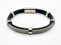 Men's Nomad Black Leather Cable Band - Salitaire jewellery
