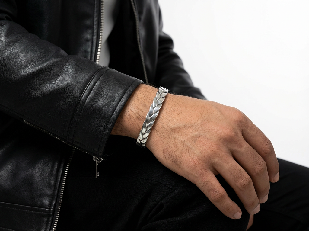 Men's Braided Torque Cuff - Salitaire jewellery