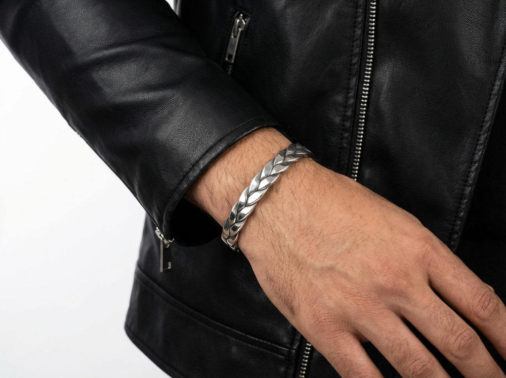 Men's Braided Torque Cuff - Salitaire jewellery