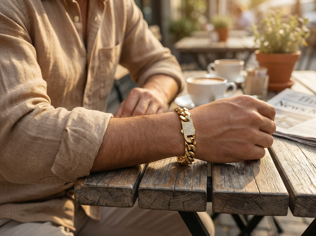 Men's CUBAN LINK BLING BRACELET - Salitaire jewellery