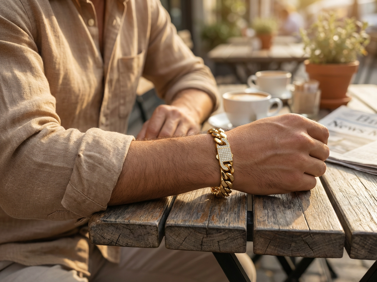 Men's CUBAN LINK BLING BRACELET - Salitaire jewellery