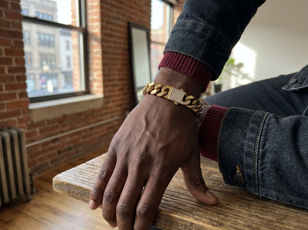Men's CUBAN LINK BLING BRACELET - Salitaire jewellery