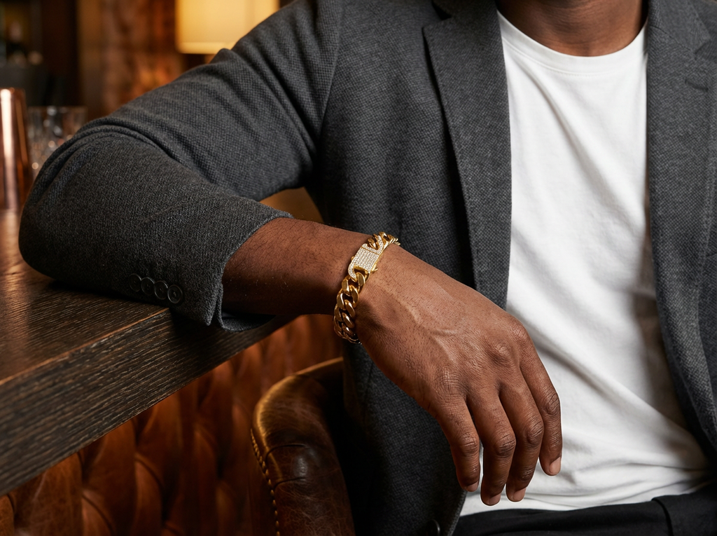 Men's CUBAN LINK BLING BRACELET - Salitaire jewellery