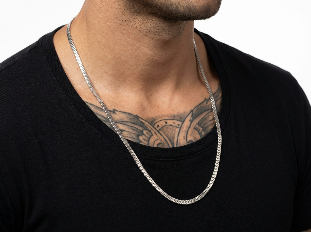 Men's Liquid Herringbone Silver Chain - Salitaire jewellery