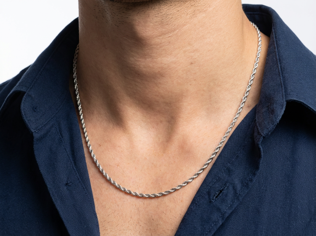 Men's Silver Rope Chain - Salitaire jewellery