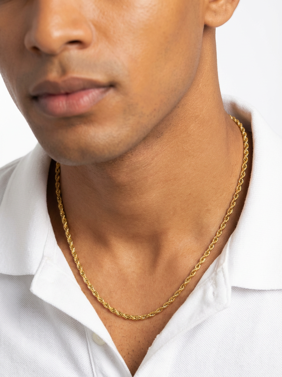 Men's Golden Rope Chain - Salitaire jewellery