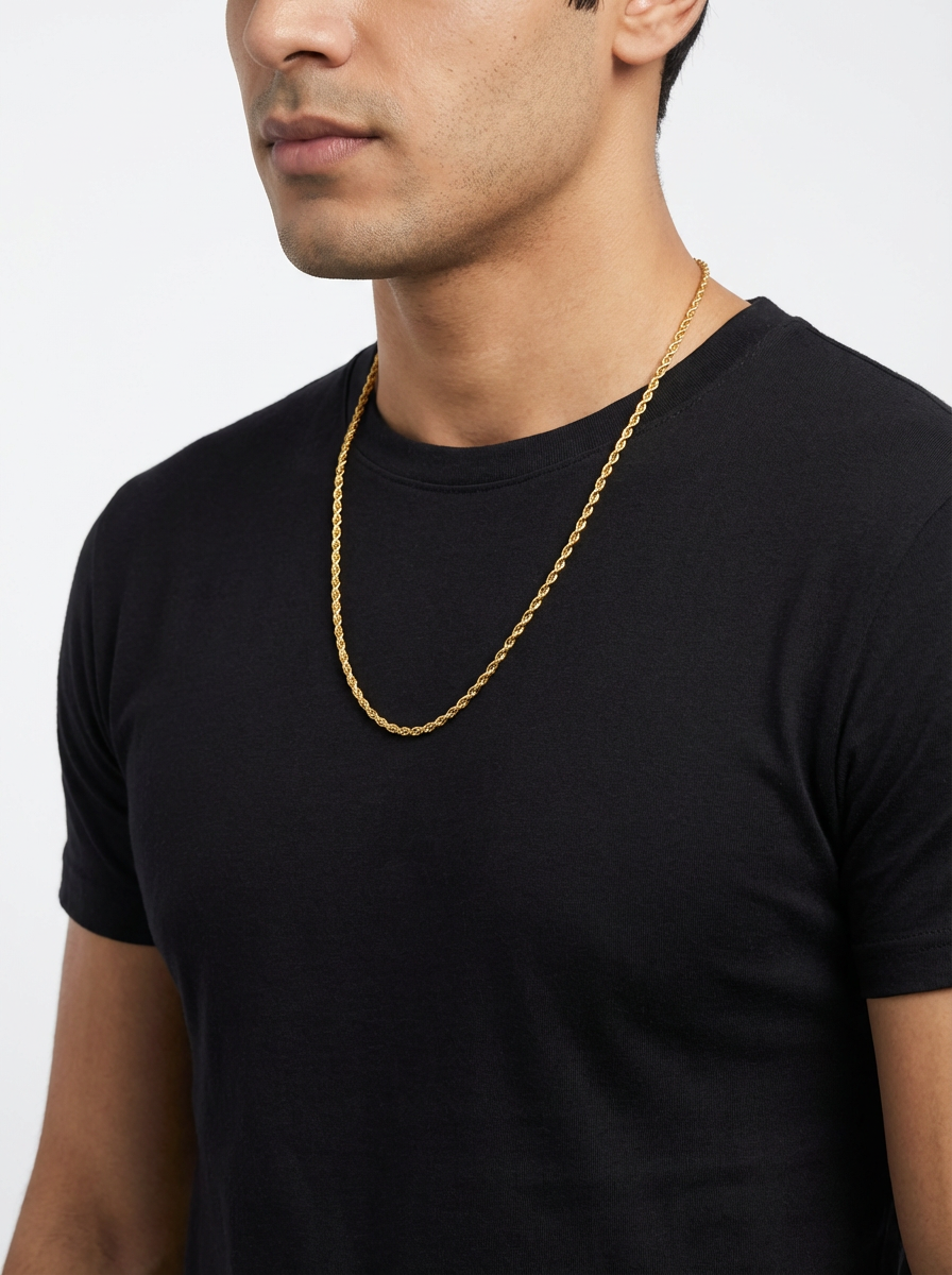 Men's Golden Rope Chain - Salitaire jewellery