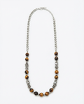 Men's Tiger Stone Curb Chain Bead Necklace - Salitaire jewellery