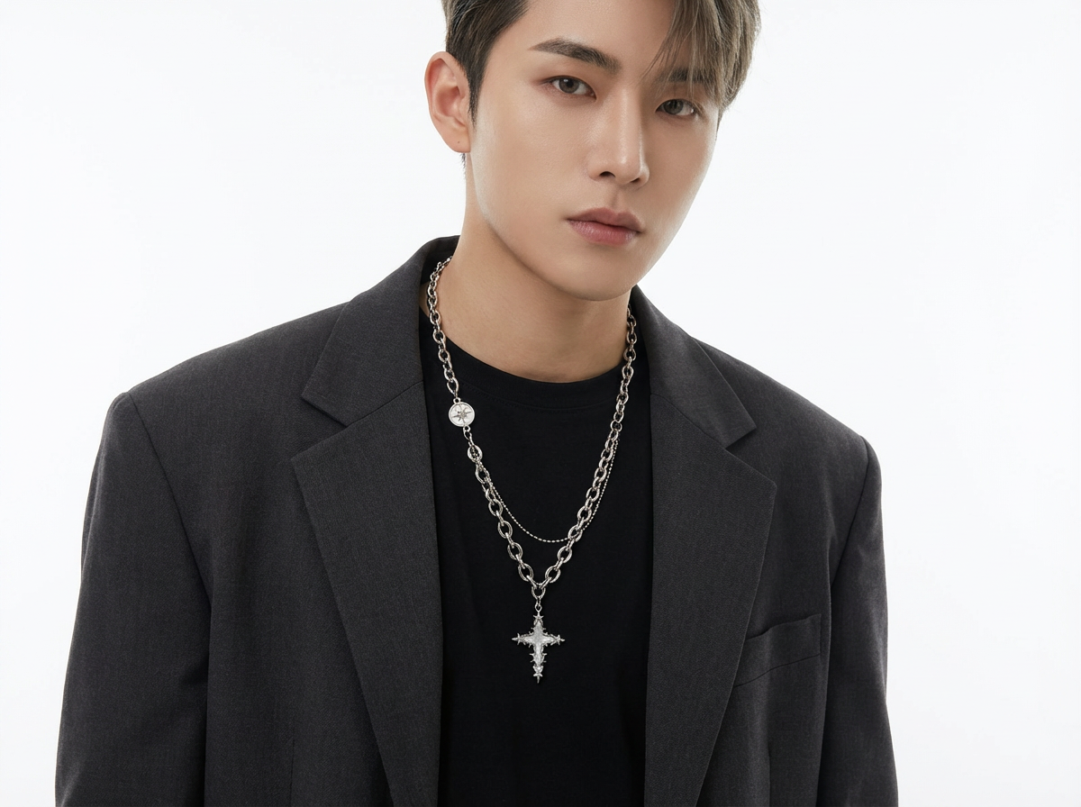 Spiked Cross Layered Necklace