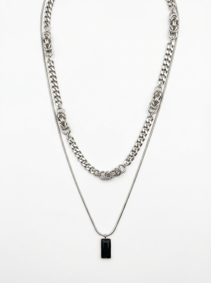 Men's Linked Chain Layered Necklace - Salitaire jewellery
