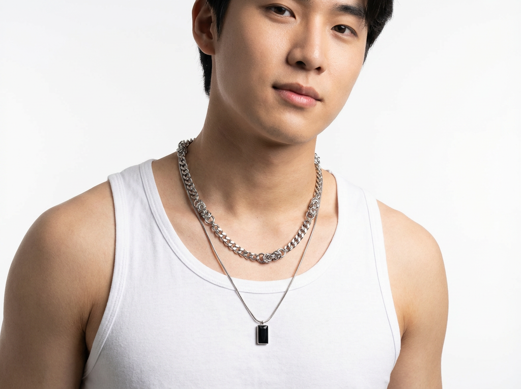 Men's Linked Chain Layered Necklace - Salitaire jewellery
