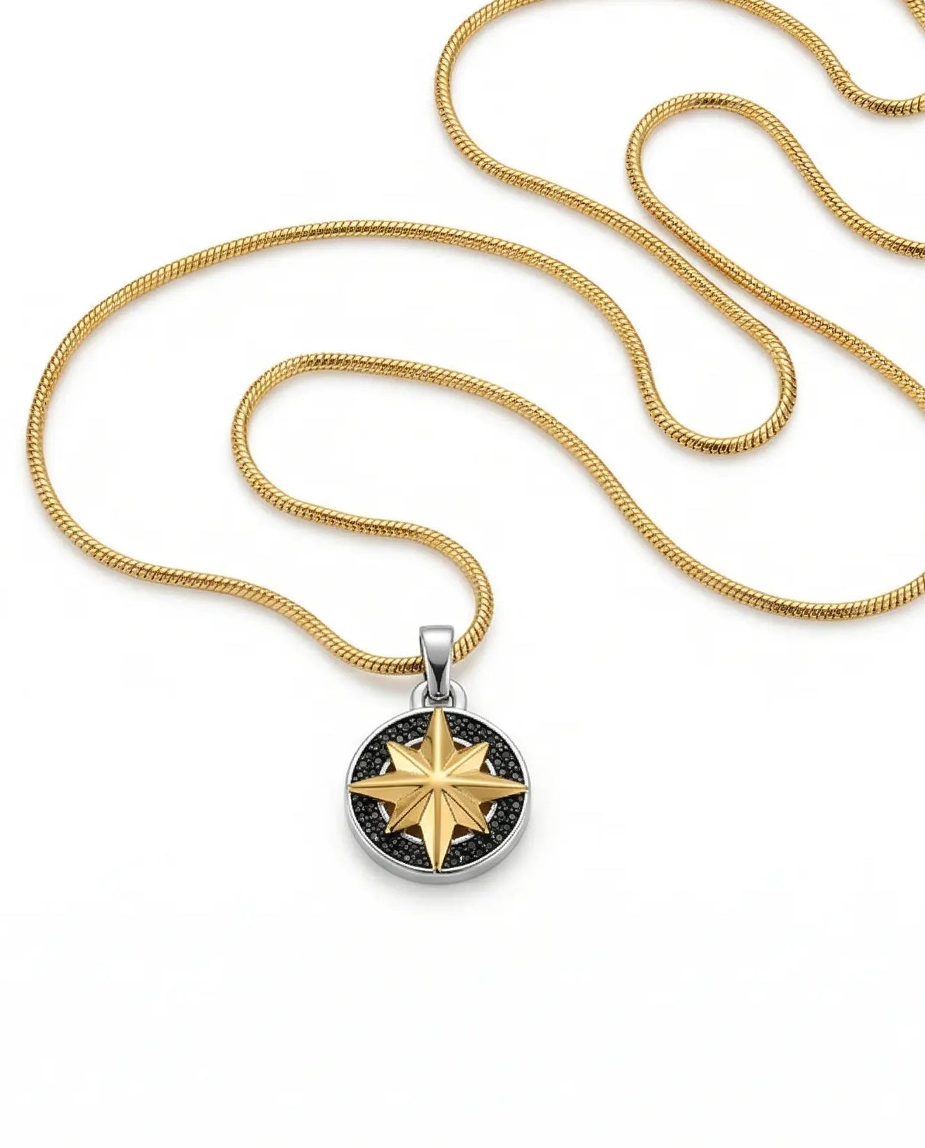 Men's Viking Compass Star Zircon Pendant Necklace - Salitaire jewellery