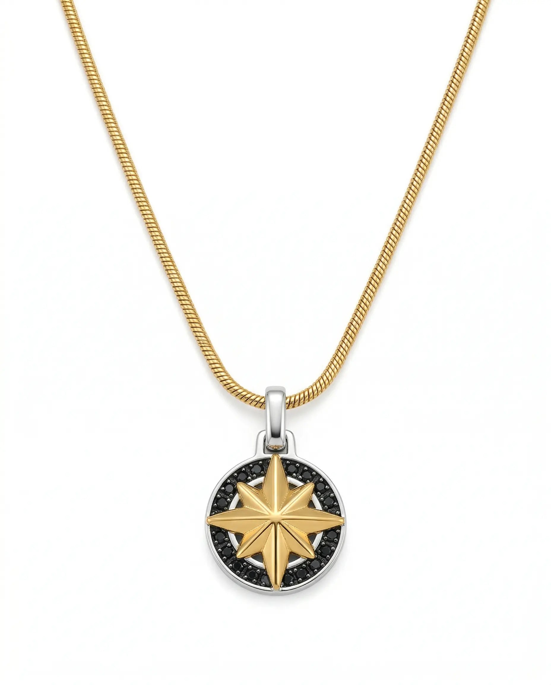 Men's Viking Compass Star Zircon Pendant Necklace - Salitaire jewellery