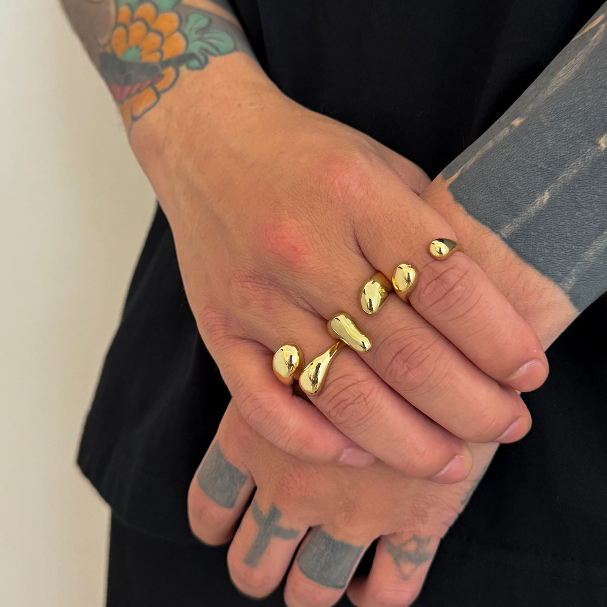 Sculpted Adjustable Statement Ring Set