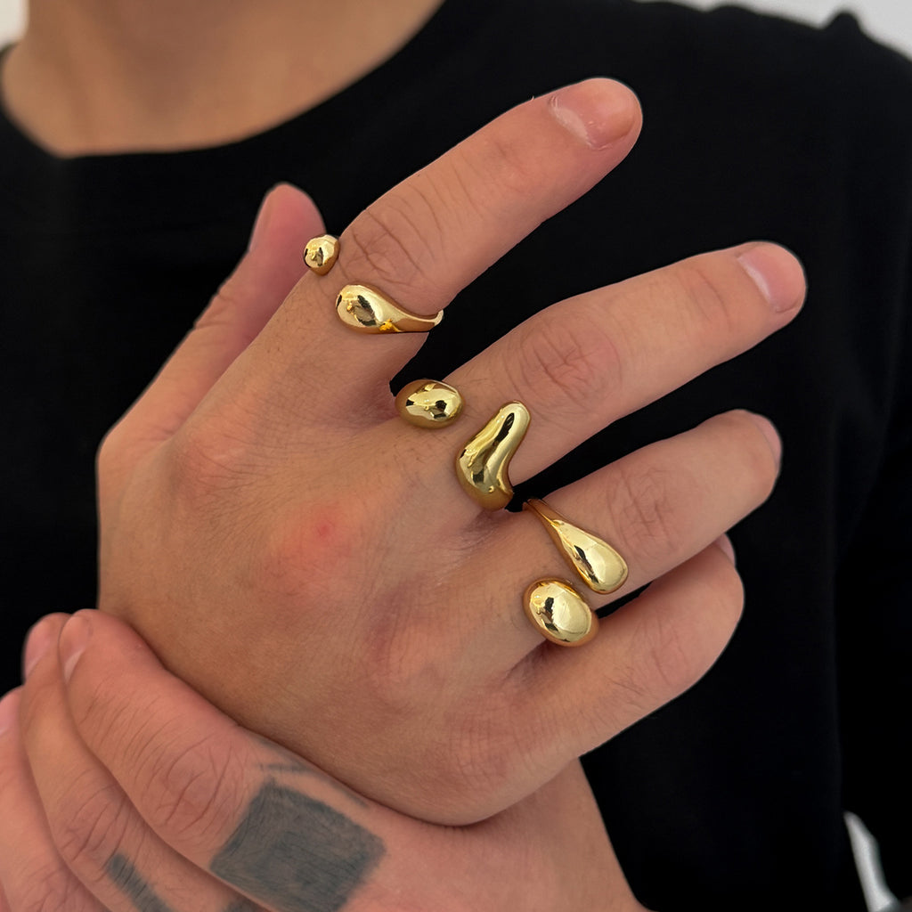 Sculpted Adjustable Statement Ring Set