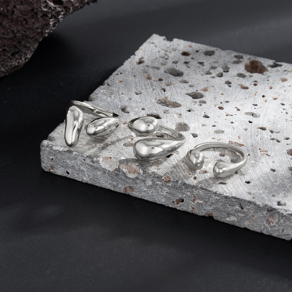 Sculpted Adjustable Statement Ring Set