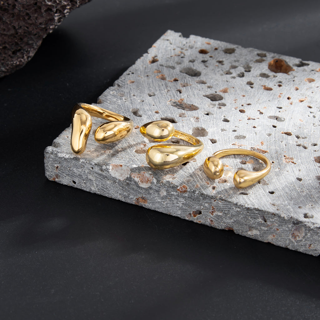 Sculpted Adjustable Statement Ring Set