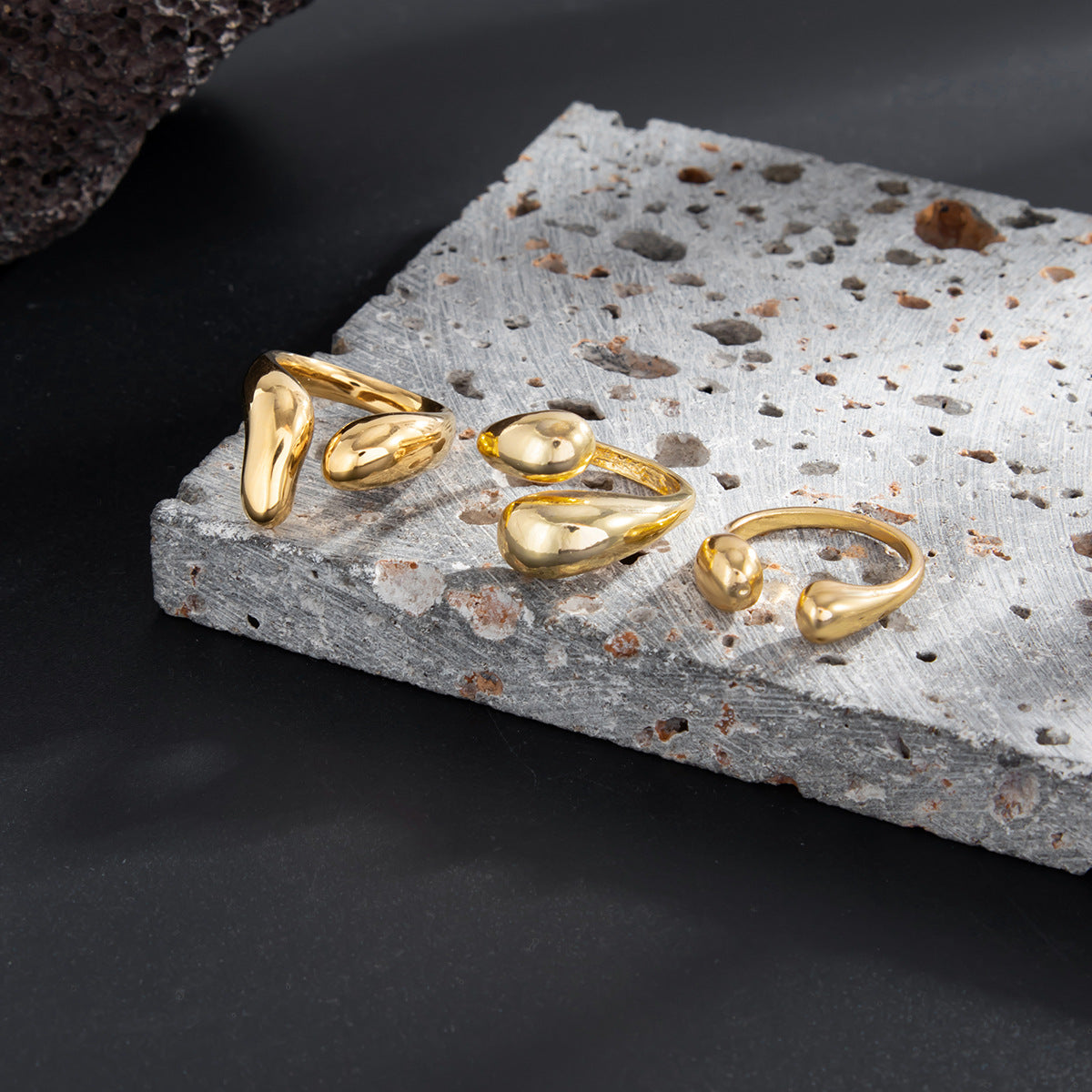 Sculpted Adjustable Statement Ring Set