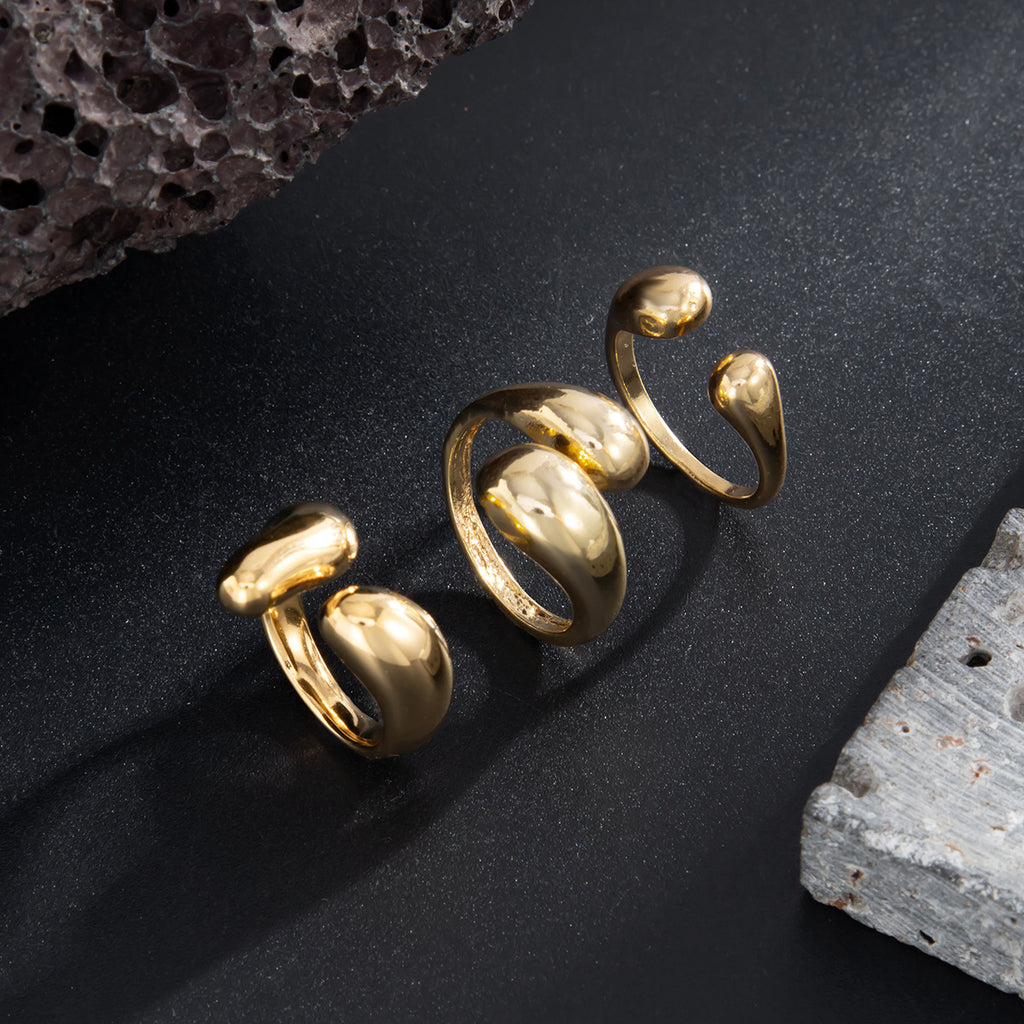 Sculpted Adjustable Statement Ring Set