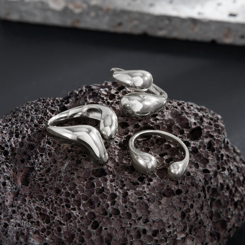 Sculpted Adjustable Statement Ring Set