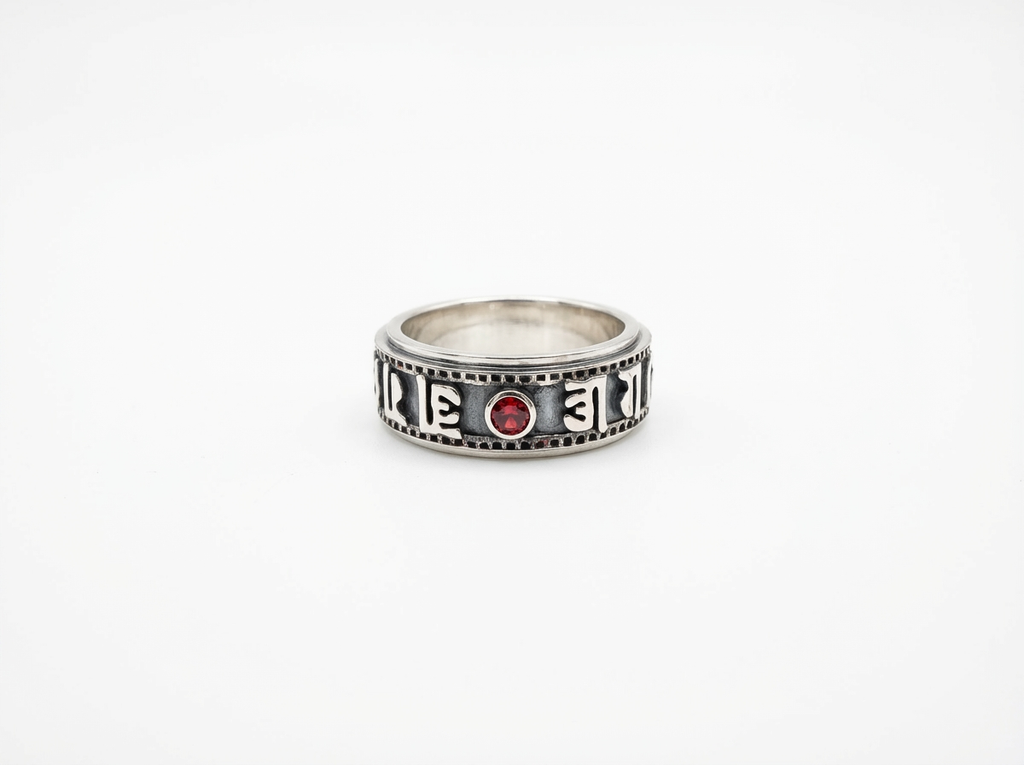 Men's Silver Mantra Stone Ring - Salitaire jewellery