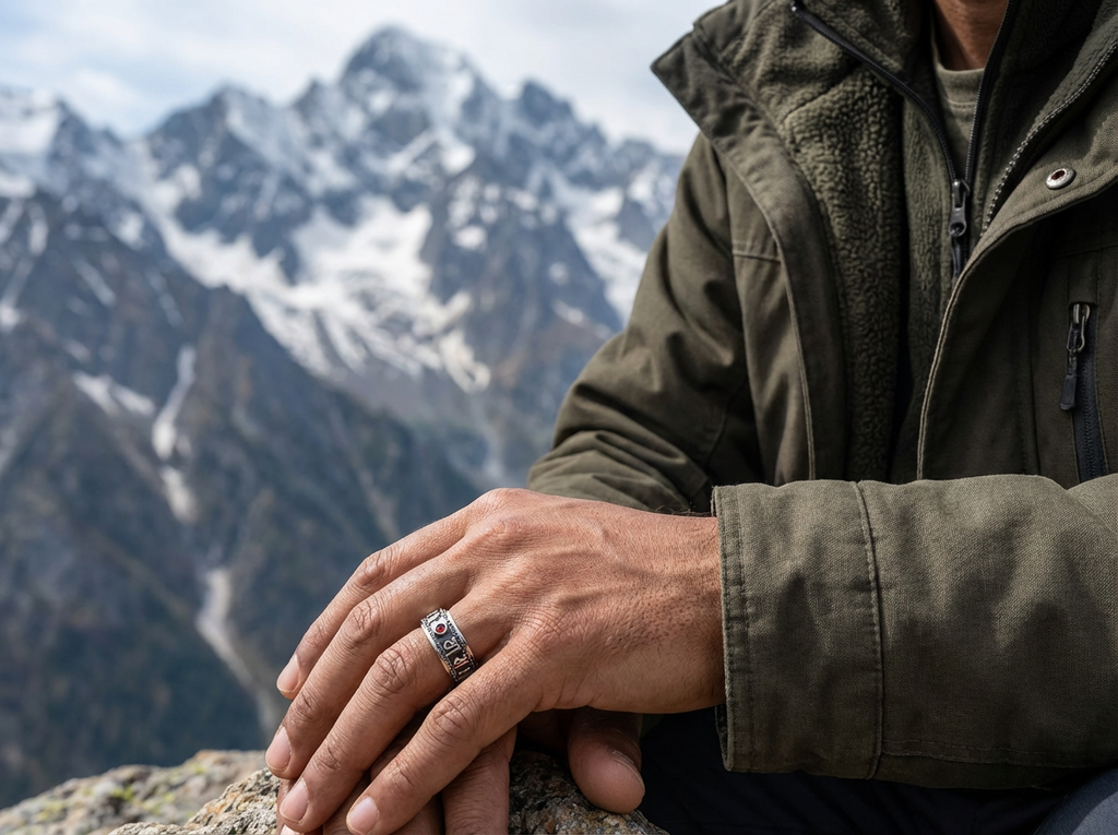 Men's Silver Mantra Stone Ring - Salitaire jewellery