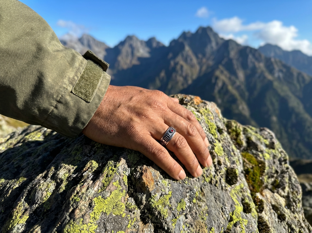 Men's Silver Mantra Stone Ring - Salitaire jewellery