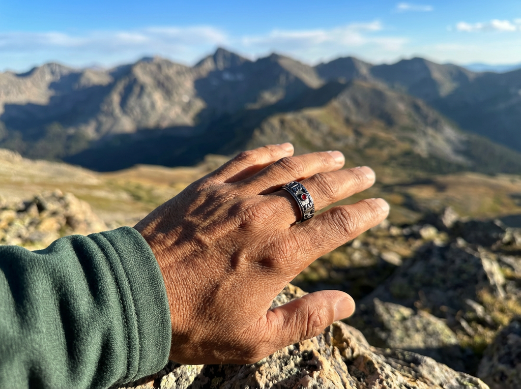 Men's Silver Mantra Stone Ring - Salitaire jewellery