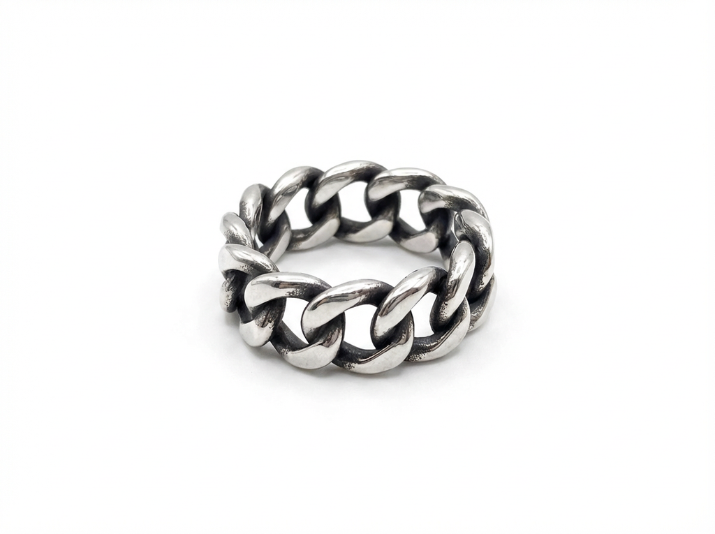 Men's Silver Cuban Link Ring - Salitaire jewellery