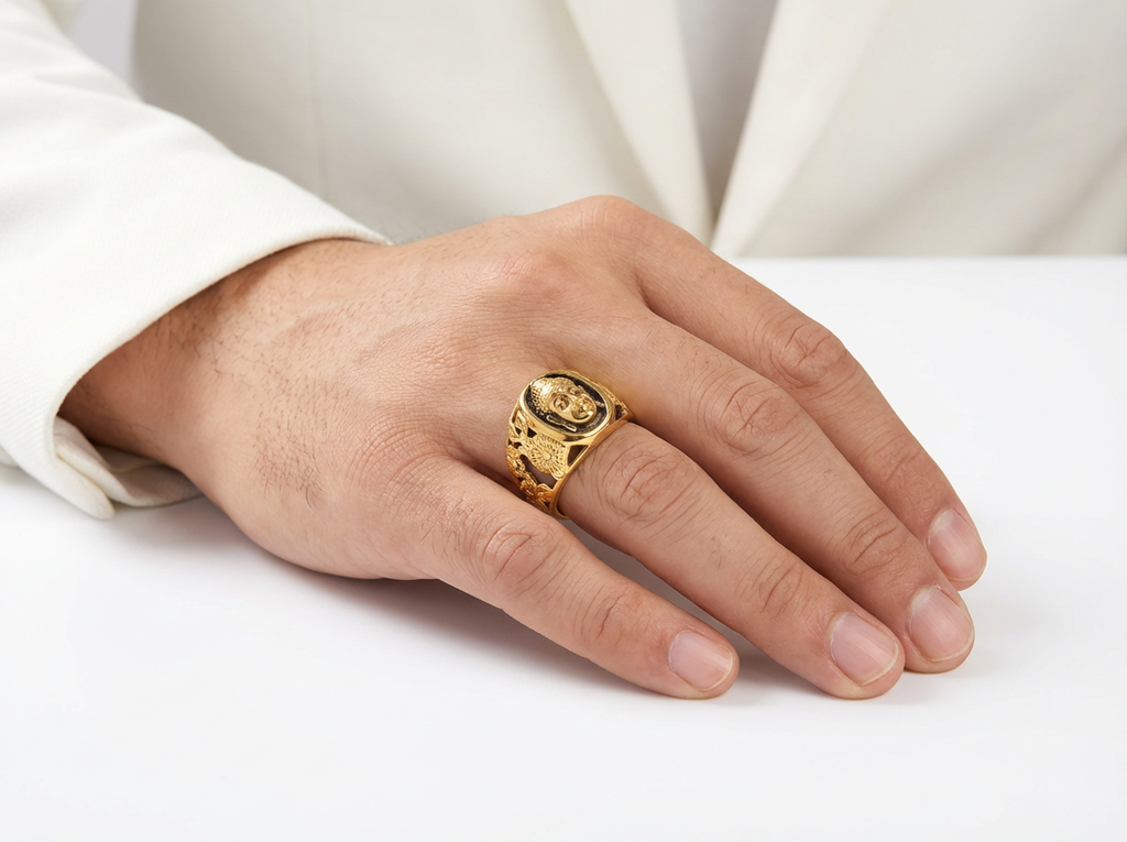Men's Auric Buddha Oval Signet Ring - Salitaire jewellery