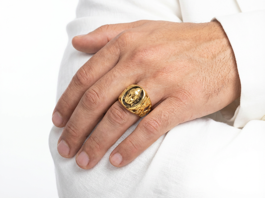 Men's Auric Buddha Oval Signet Ring - Salitaire jewellery