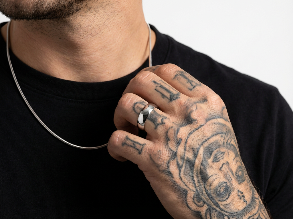 Men's Silver Dome Band Ring - Salitaire jewellery