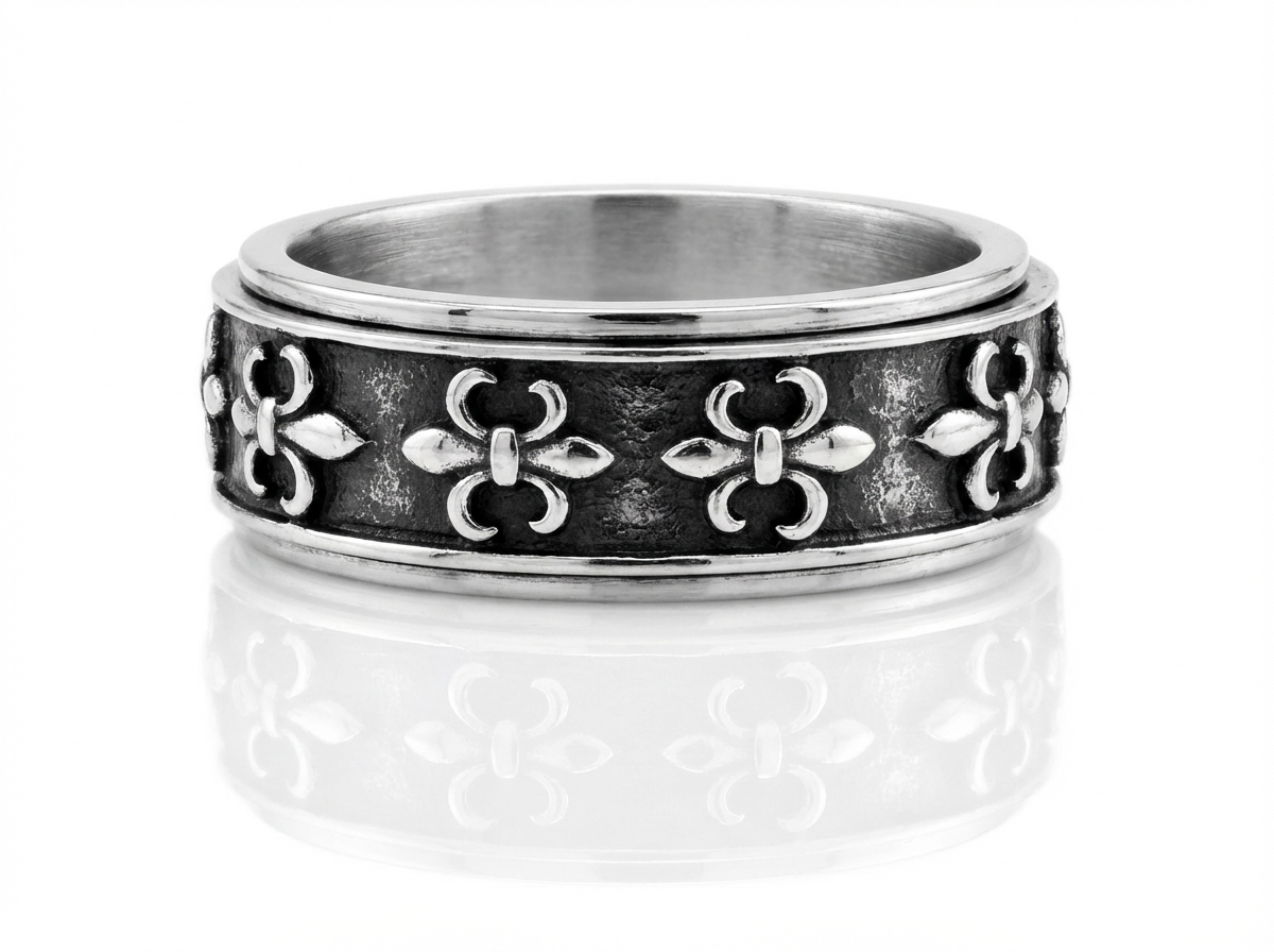 Silver Fleur Spinner Ring