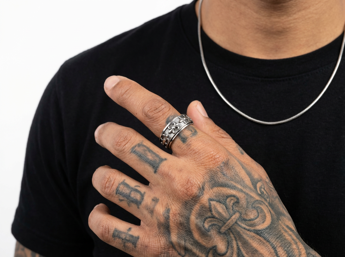 Silver Fleur Spinner Ring