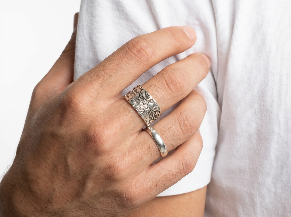 Men's Mythic Sun & Spirit Engraved Ring - Salitaire jewellery