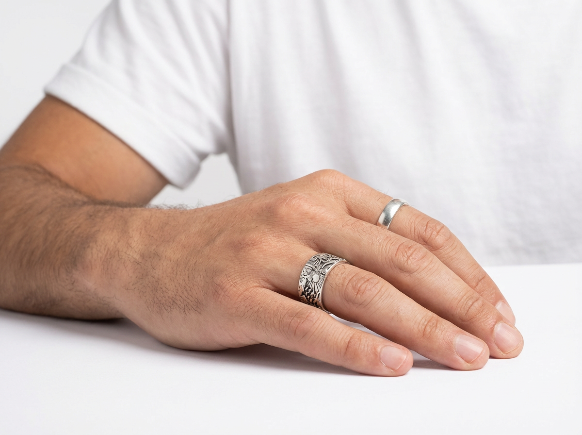 Men's Mythic Sun & Spirit Engraved Ring - Salitaire jewellery