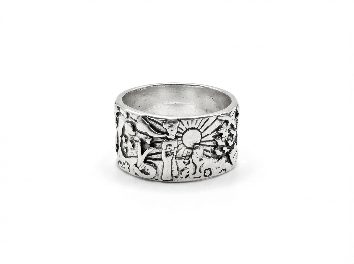 Men's Mythic Sun & Spirit Engraved Ring - Salitaire jewellery