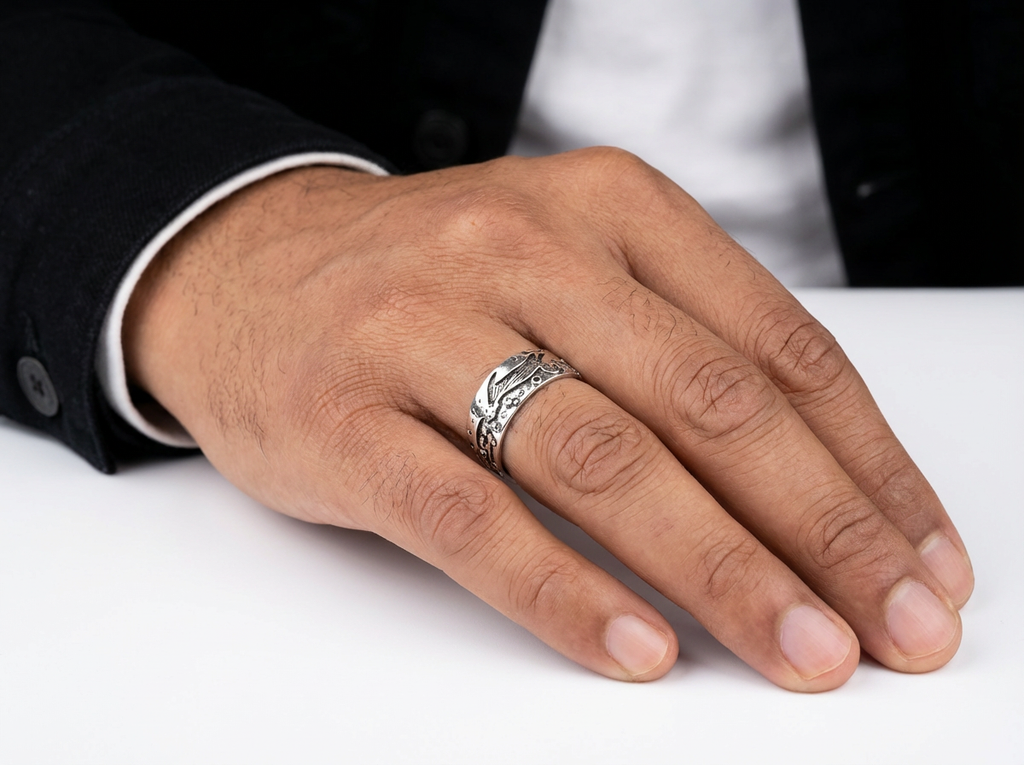 Men's Ocean Spirit Sea Lion Engraved Ring - Salitaire jewellery
