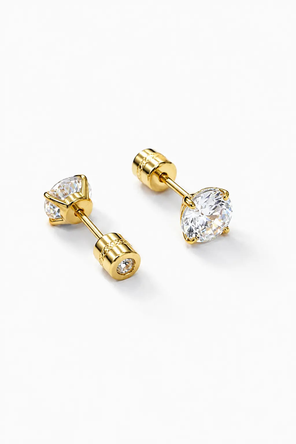 Classic Gold Round CZ Stud