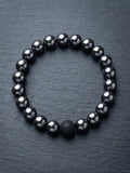 Men's Black Hematite & Lava Stone Bracelet - Salitaire jewellery