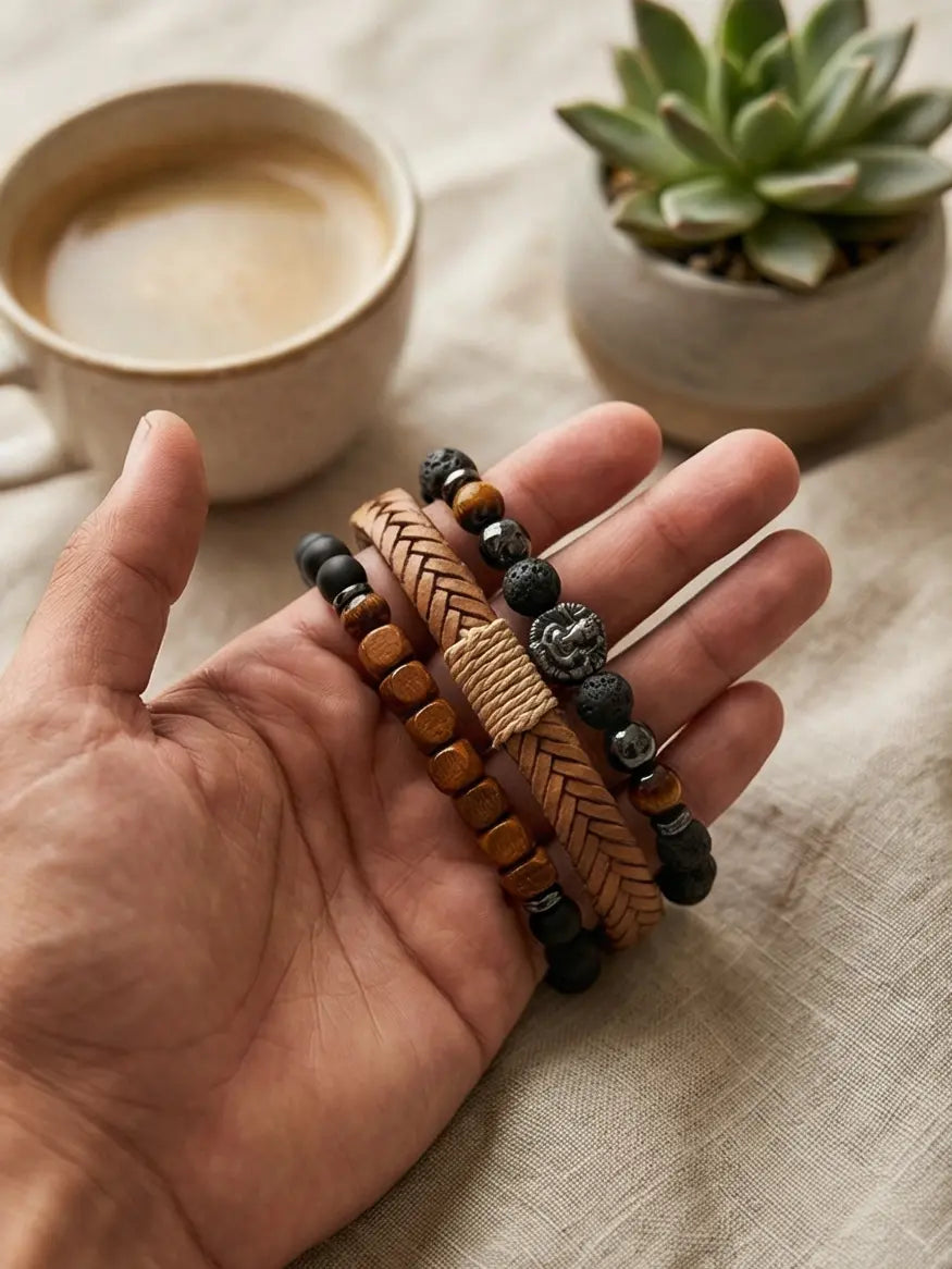 Men's Ganesha Bracelet Stack - Salitaire jewellery