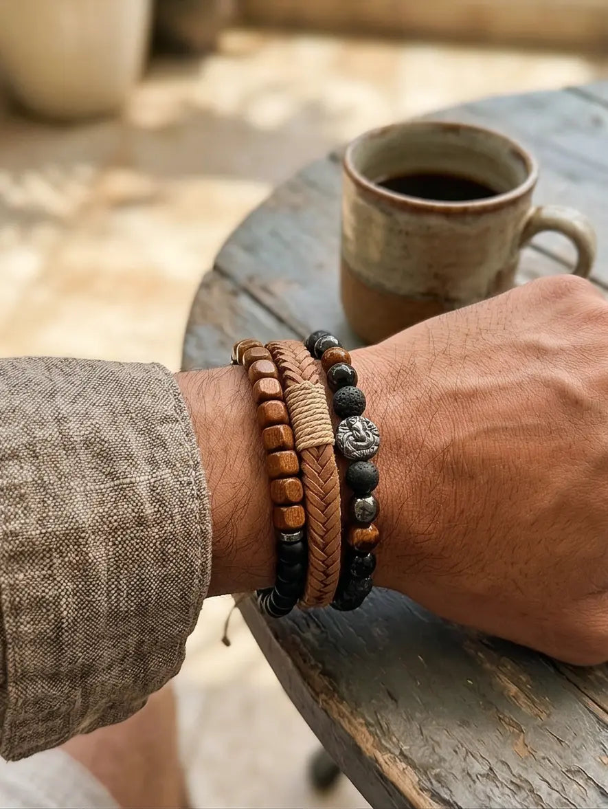 Men's Ganesha Bracelet Stack - Salitaire jewellery