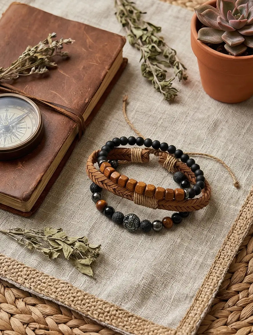 Men's Ganesha Bracelet Stack - Salitaire jewellery