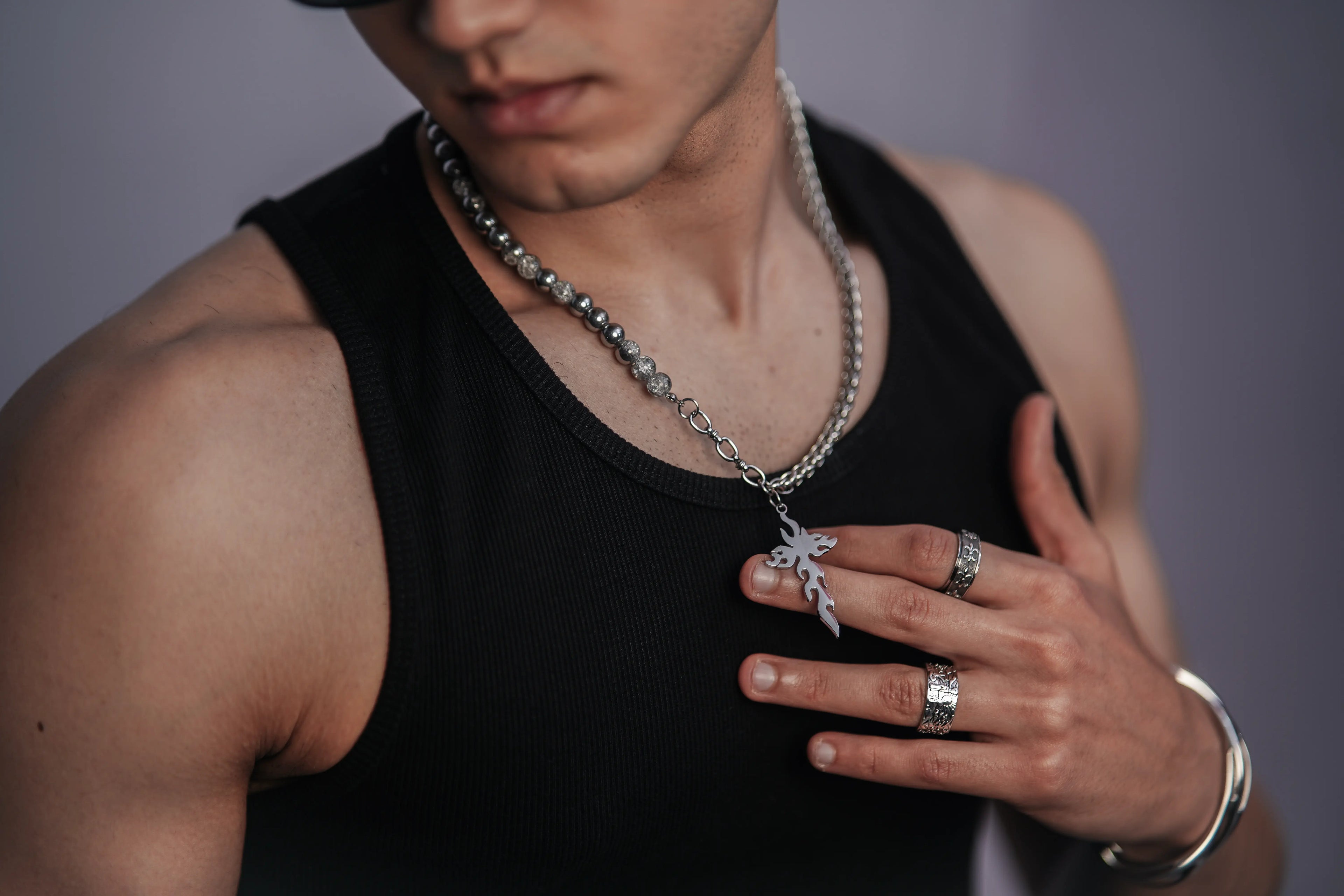 Men's Gothic Flame Pendant Necklace - Salitaire jewellery