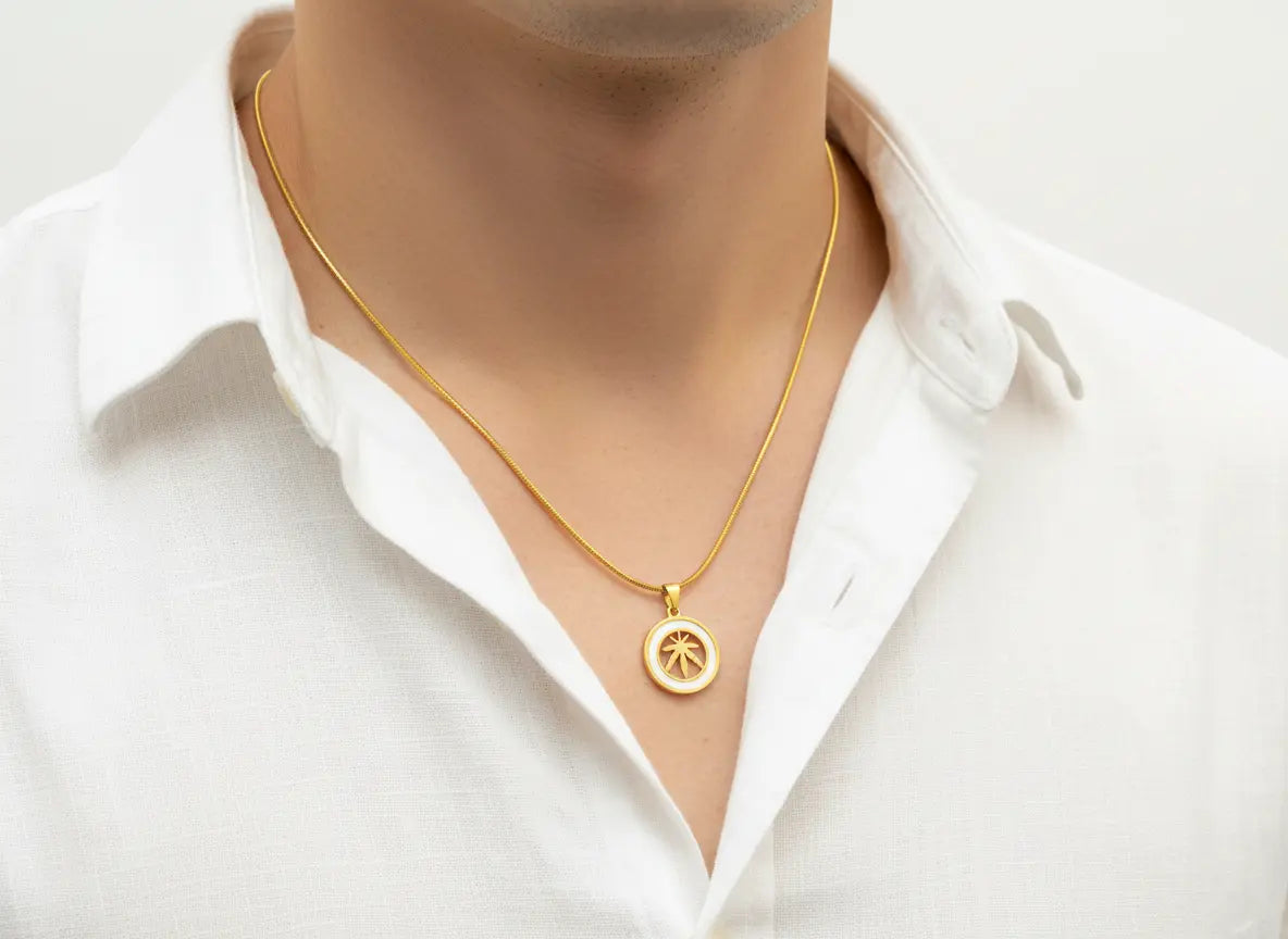 Golden Cannabis Leaf Pendant